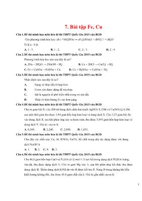 Chuyên đề bài tập Fe, Cu